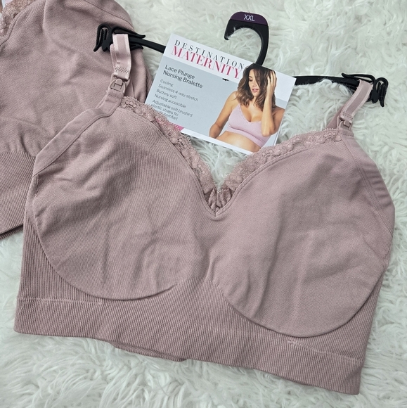 Destination Maternity Women's Cooling Lace Trim Nursing Bralettes. Bundl… - Picture 5 of 9